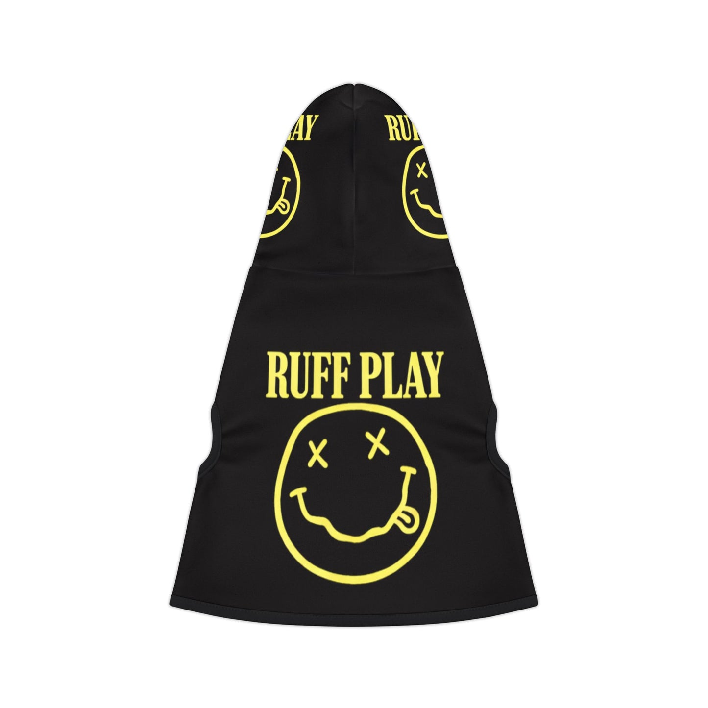 Ruff Play Pet Hoodie – Black Dog Hoodie with Yellow Grin Logo