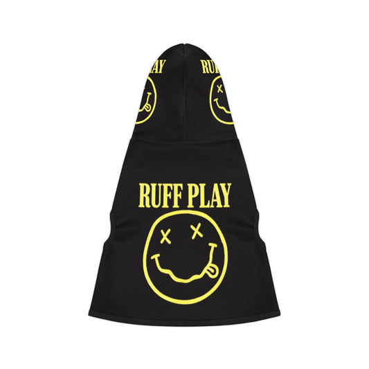 Ruff Play Pet Hoodie – Black Dog Hoodie with Yellow Grin Logo