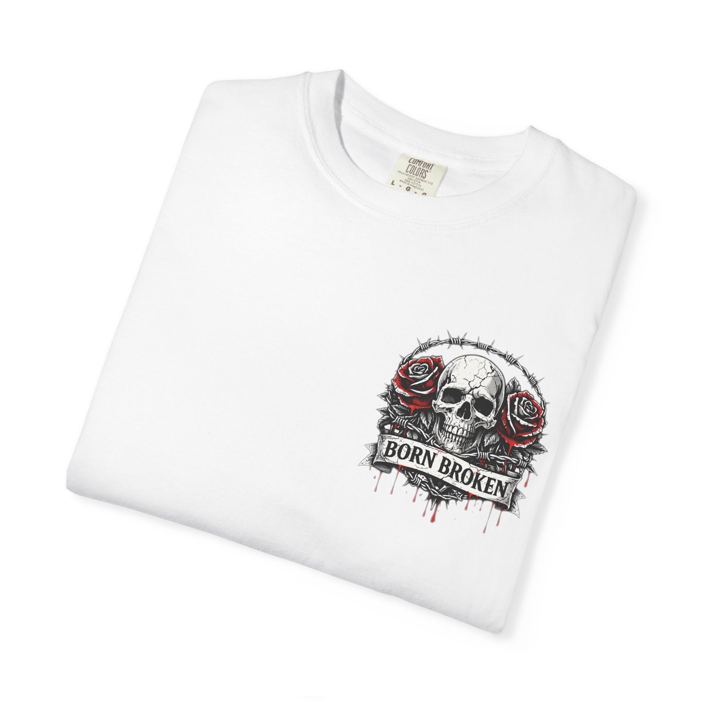 Born Broken Skull T-Shirt — Gothic Rose Graphic Tee
