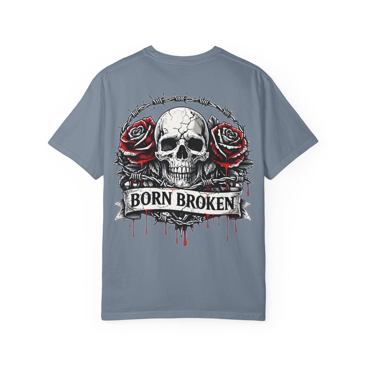 Born Broken Skull T-Shirt — Gothic Rose Graphic Tee
