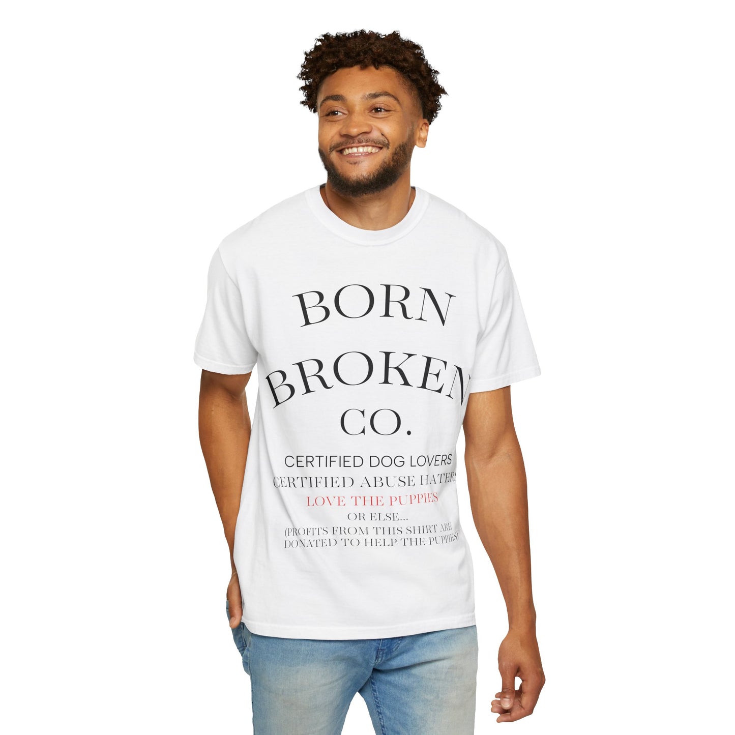 Born Broken Co. Graphic T-Shirt — 'Fight Abuse, Not Dogs' Statement Tee