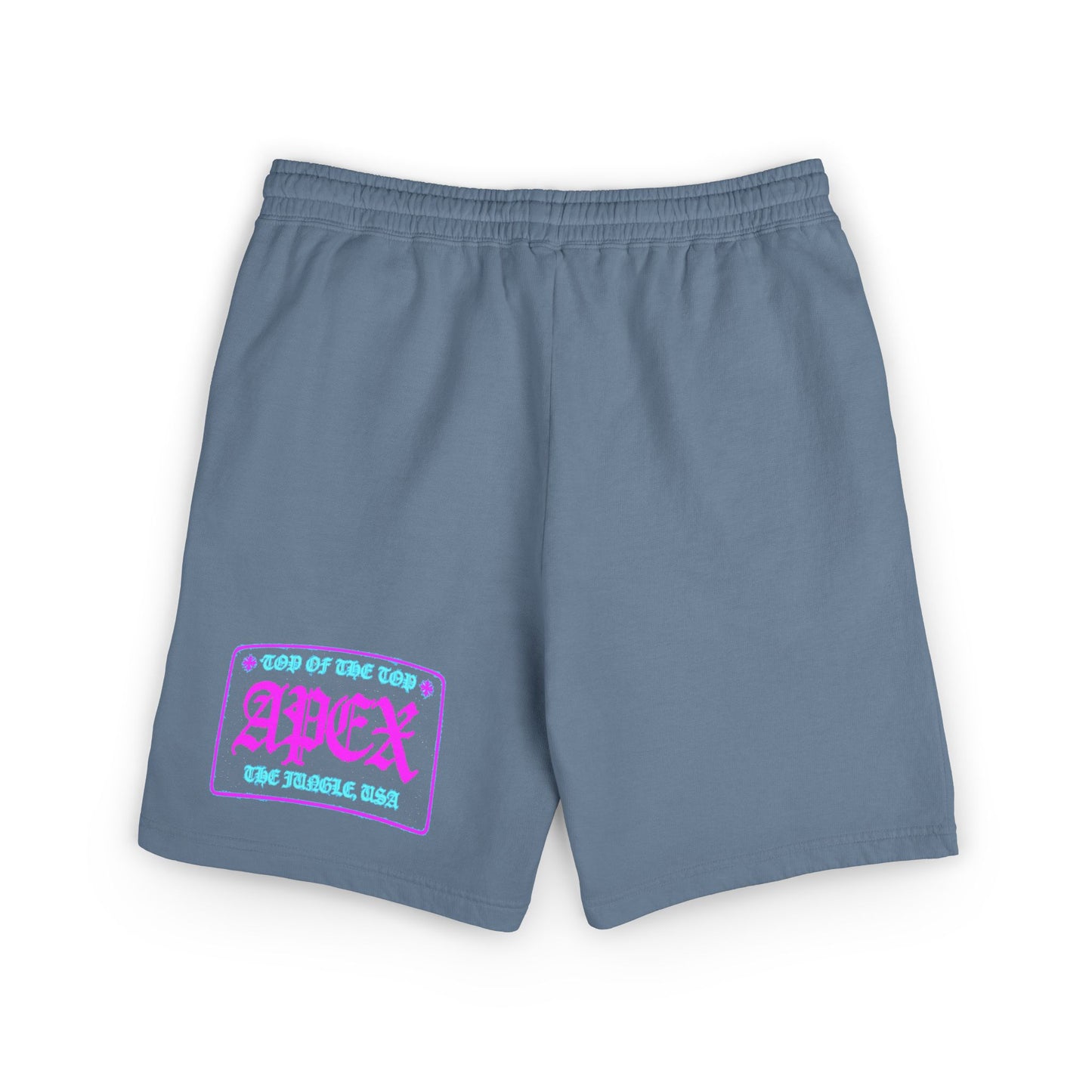 Apex Division Graphic Sweat Shorts — Retro Neon Logo Fleece Shorts