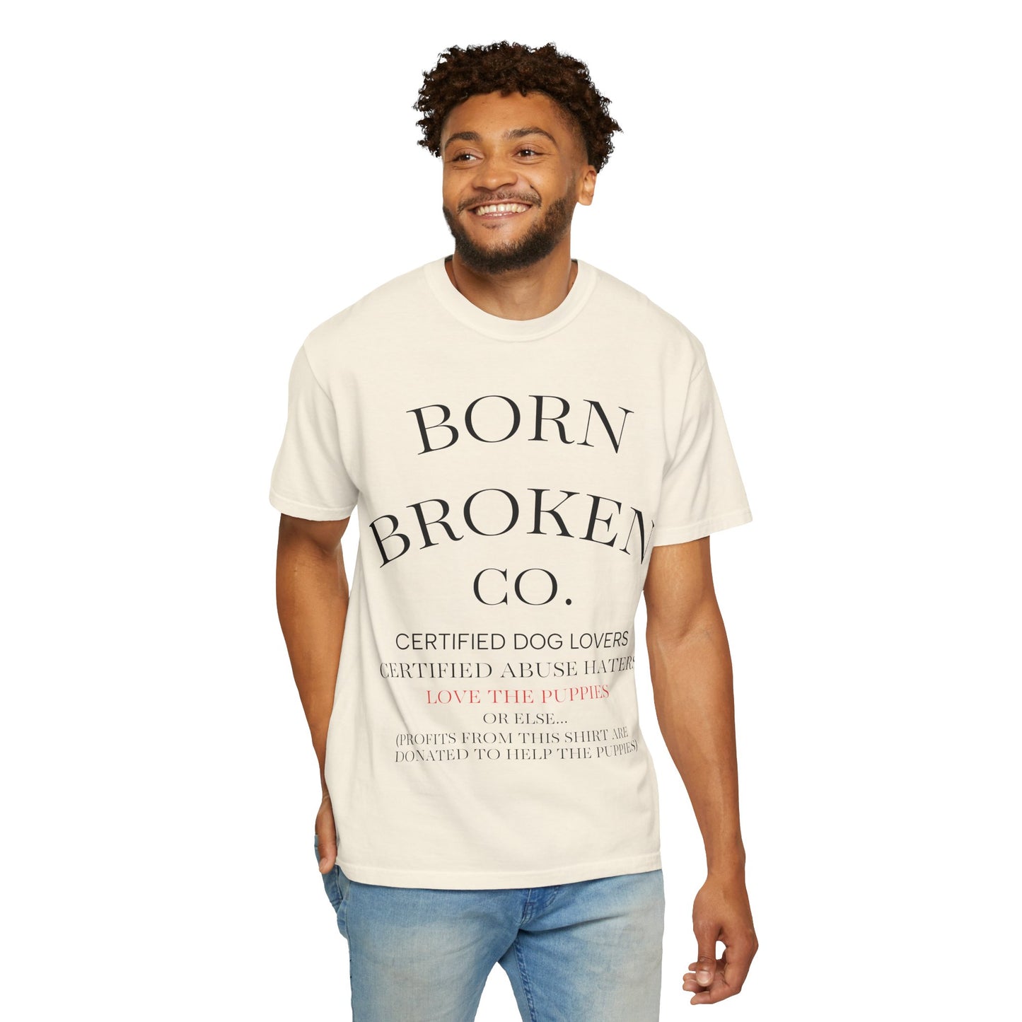 Born Broken Co. Graphic T-Shirt — 'Fight Abuse, Not Dogs' Statement Tee