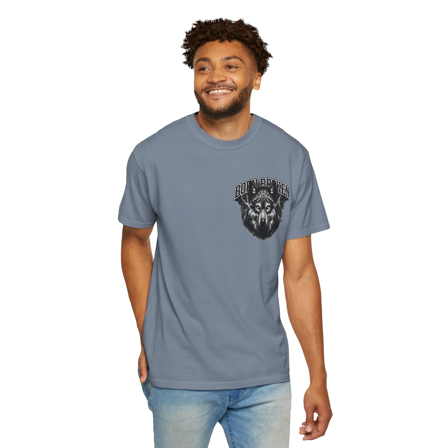 Wolf Head Graphic T-Shirt — Bold Lone Wolf Tee ("Born Broken")