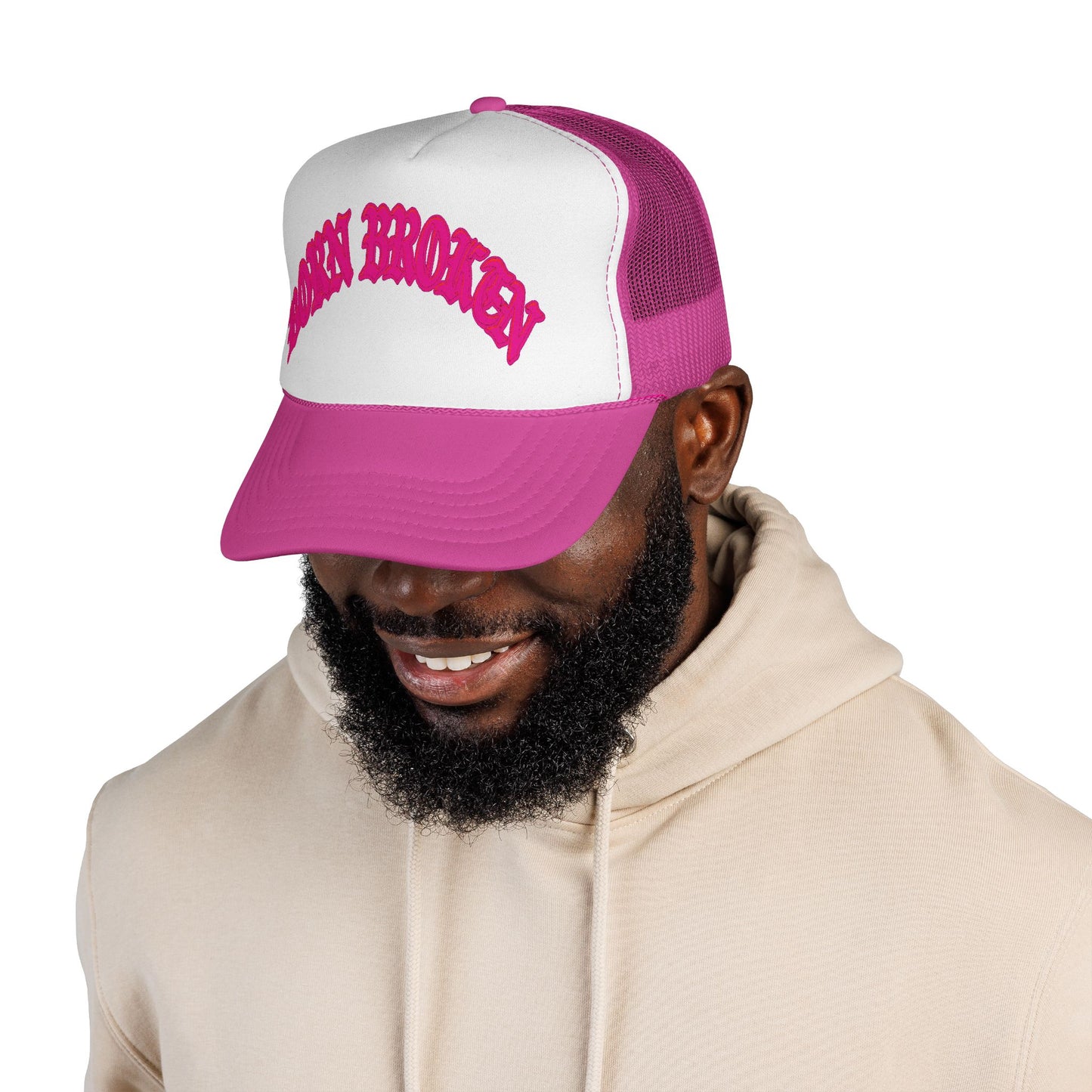 Trucker Cap — 'Broken Promises' Pink Retro Mesh Hat