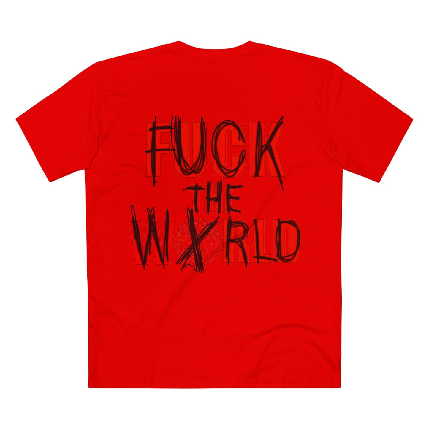 T-Shirt — Ominous Graphic Tee “Fuck the World” Red Streetwear