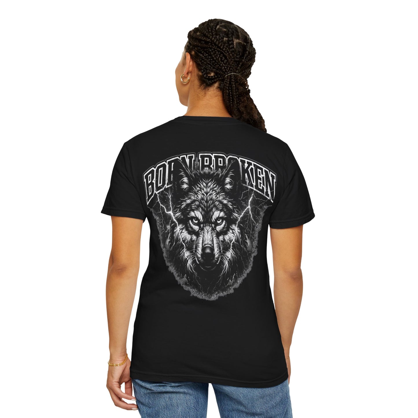 Wolf Head Graphic T-Shirt — Bold Lone Wolf Tee ("Born Broken")
