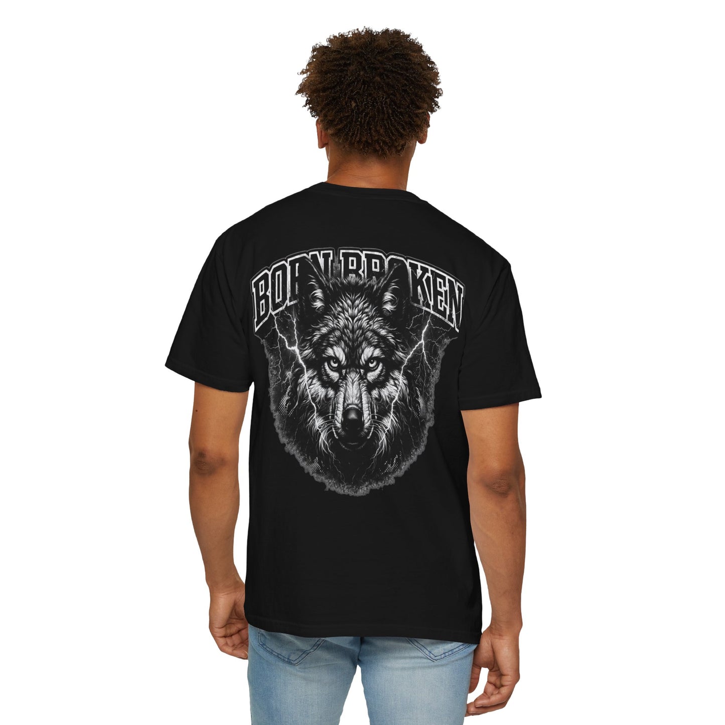 Wolf Head Graphic T-Shirt — Bold Lone Wolf Tee ("Born Broken")