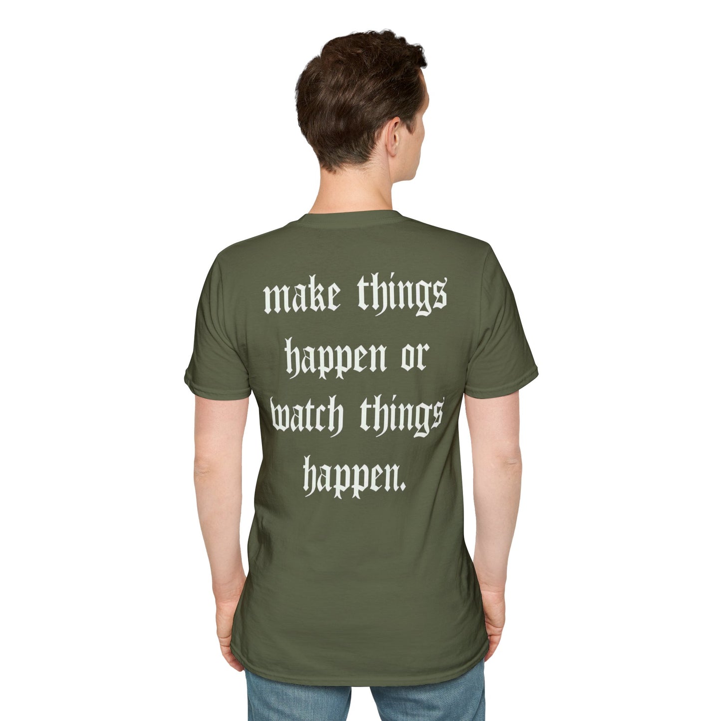 Apex Vintage Logo T-Shirt — “Make Things Happen or Watch Things Happen” Motivational Tee