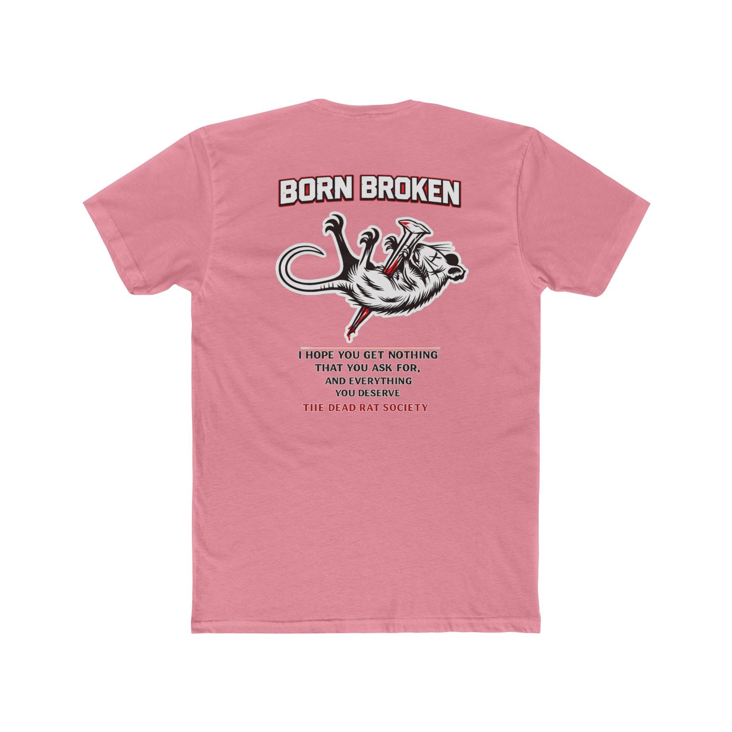 Born Broken Tee — Graphic Rat Illustration "Born Broken" Crew Shirt