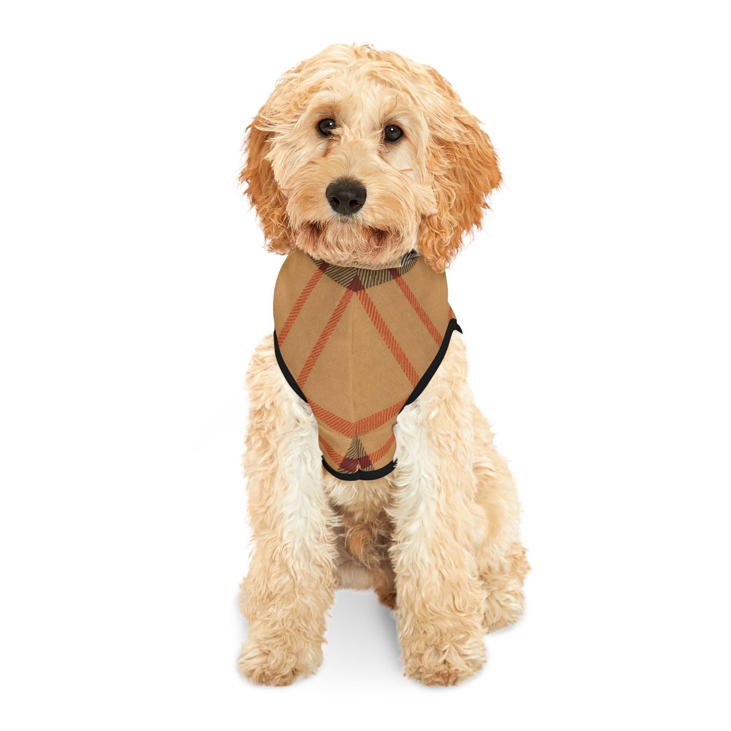 Plaid Pet Hoodie — Cozy Tan Check Hooded Dog Sweatshirt