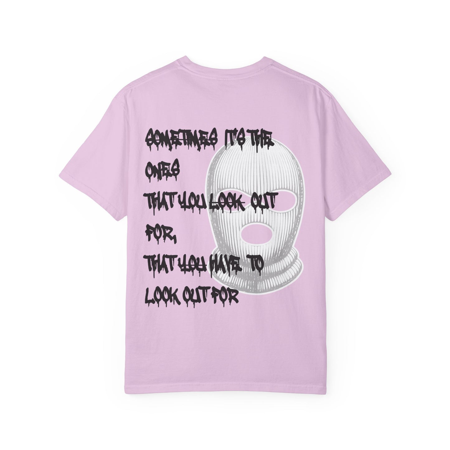 T-Shirt — 'Born Broken' Graphic Tee with Balaclava Back Quote