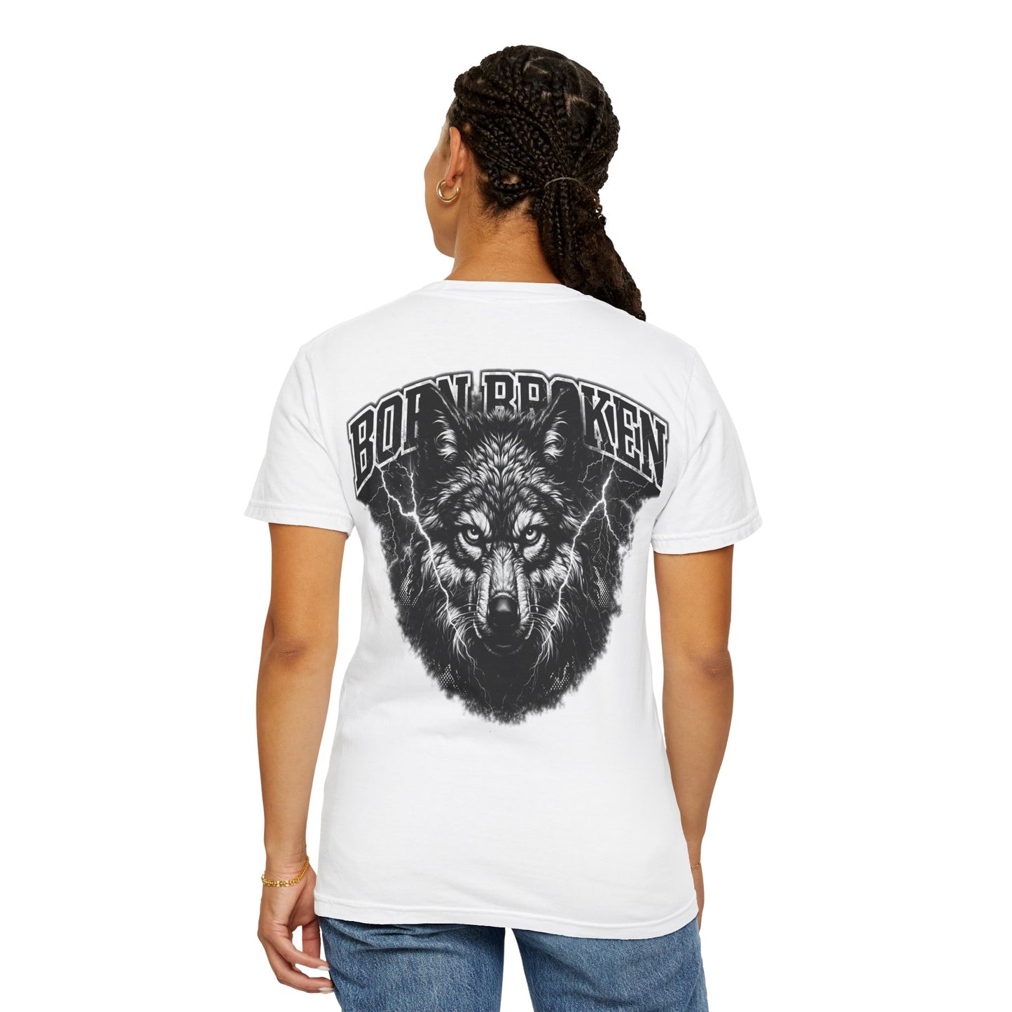 Wolf Head Graphic T-Shirt — Bold Lone Wolf Tee ("Born Broken")