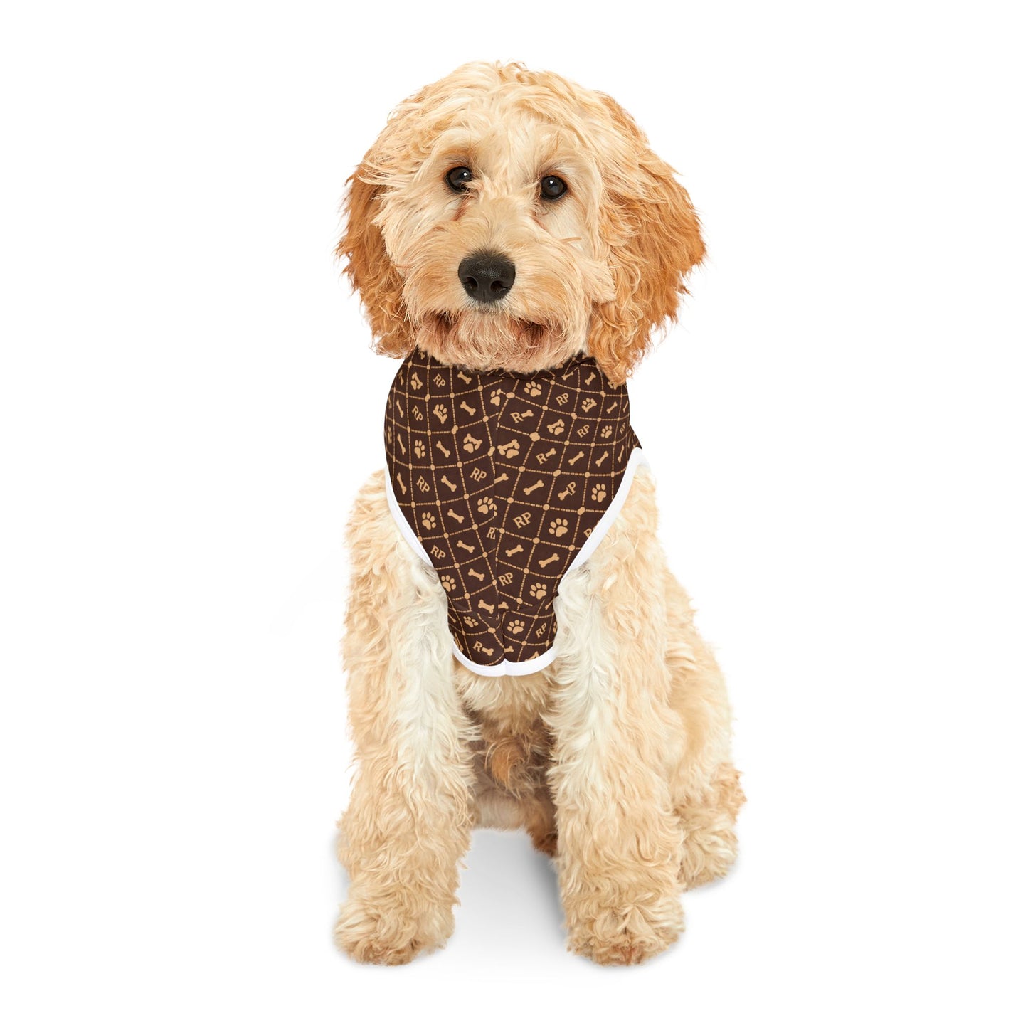 Designer Brown Monogram Pet Hoodie - Luxury Pattern Dog & Cat Coat