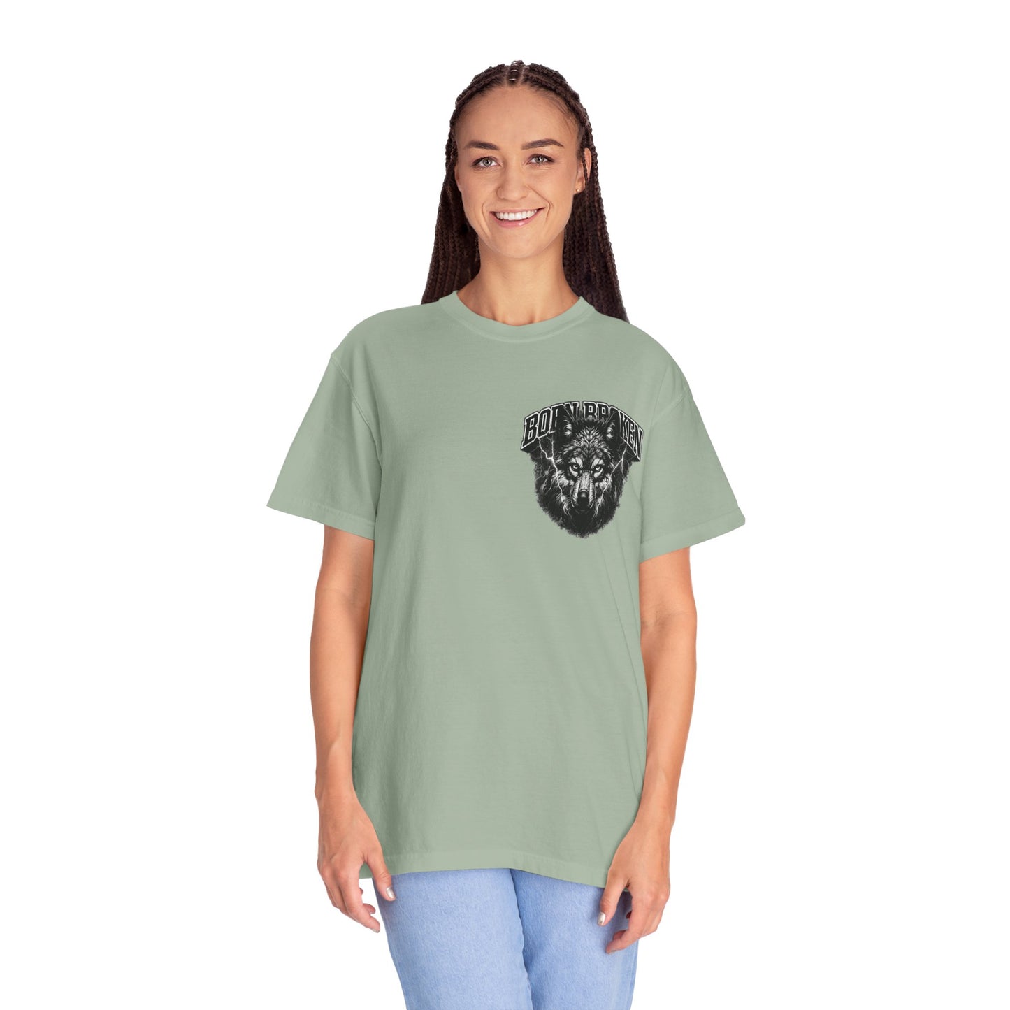 Wolf Head Graphic T-Shirt — Bold Lone Wolf Tee ("Born Broken")