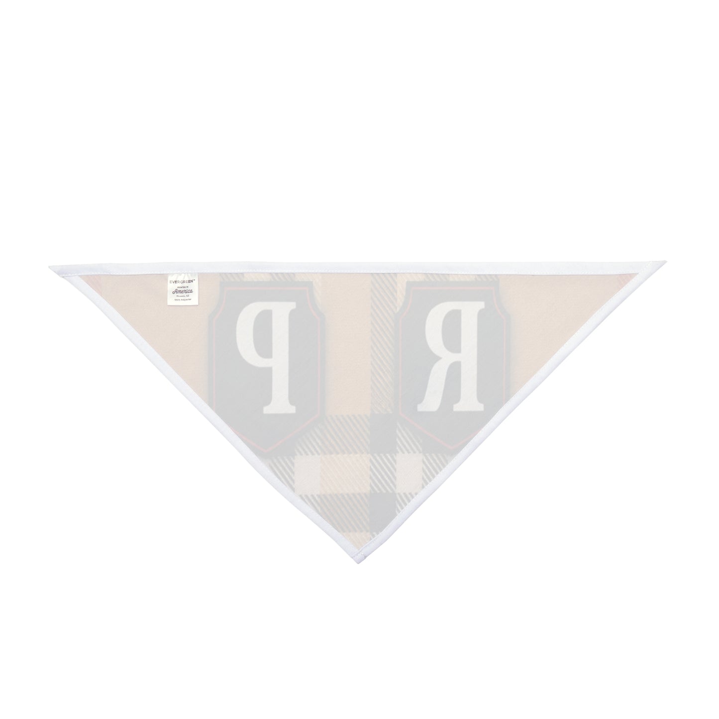 Plaid Monogram Pet Bandana — Classic Tan Check with RP Initials