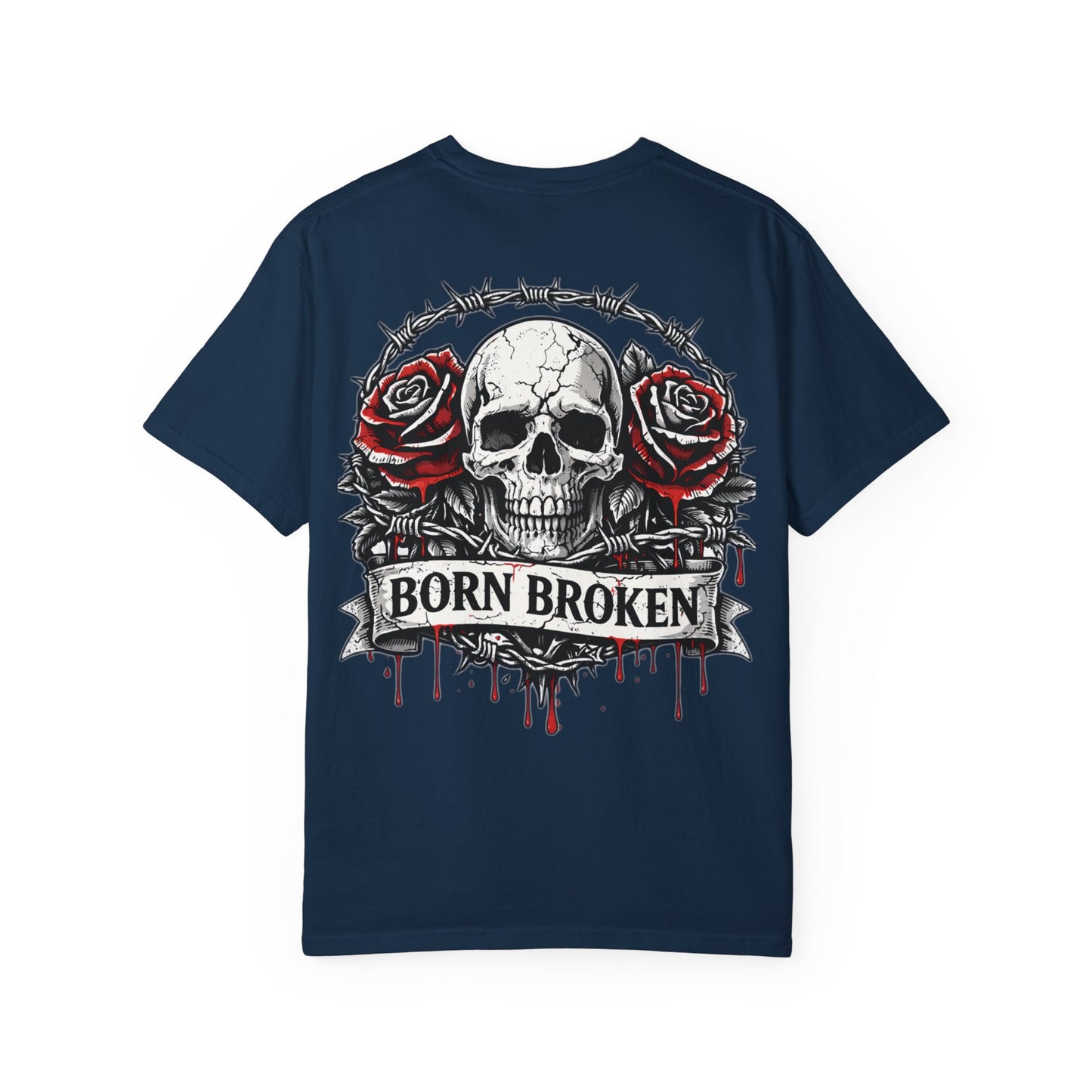 Born Broken Skull T-Shirt — Gothic Rose Graphic Tee