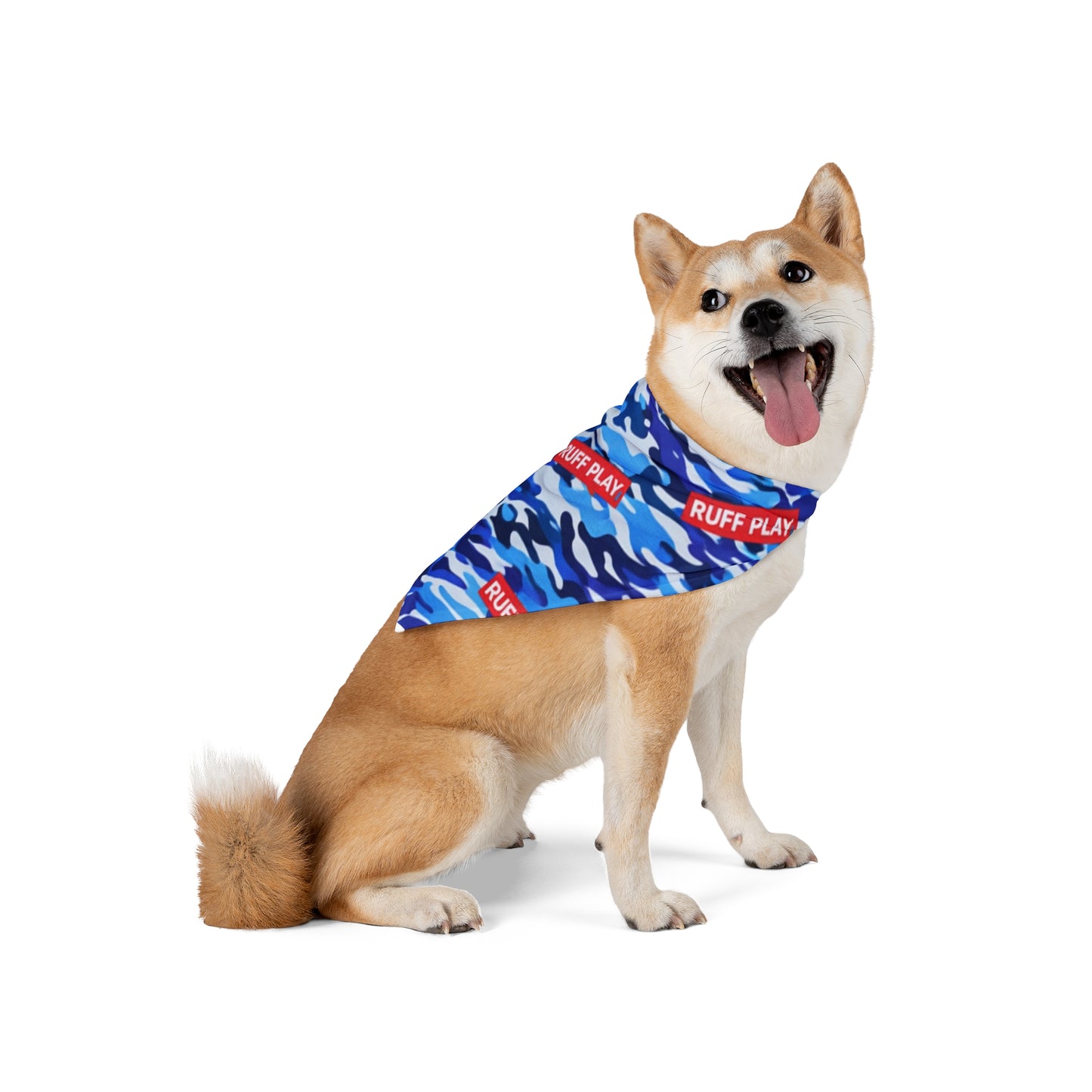 Blue Camo "RUFF PLAY" Pet Bandana – Dog Bandana Accessory for Playful Pups