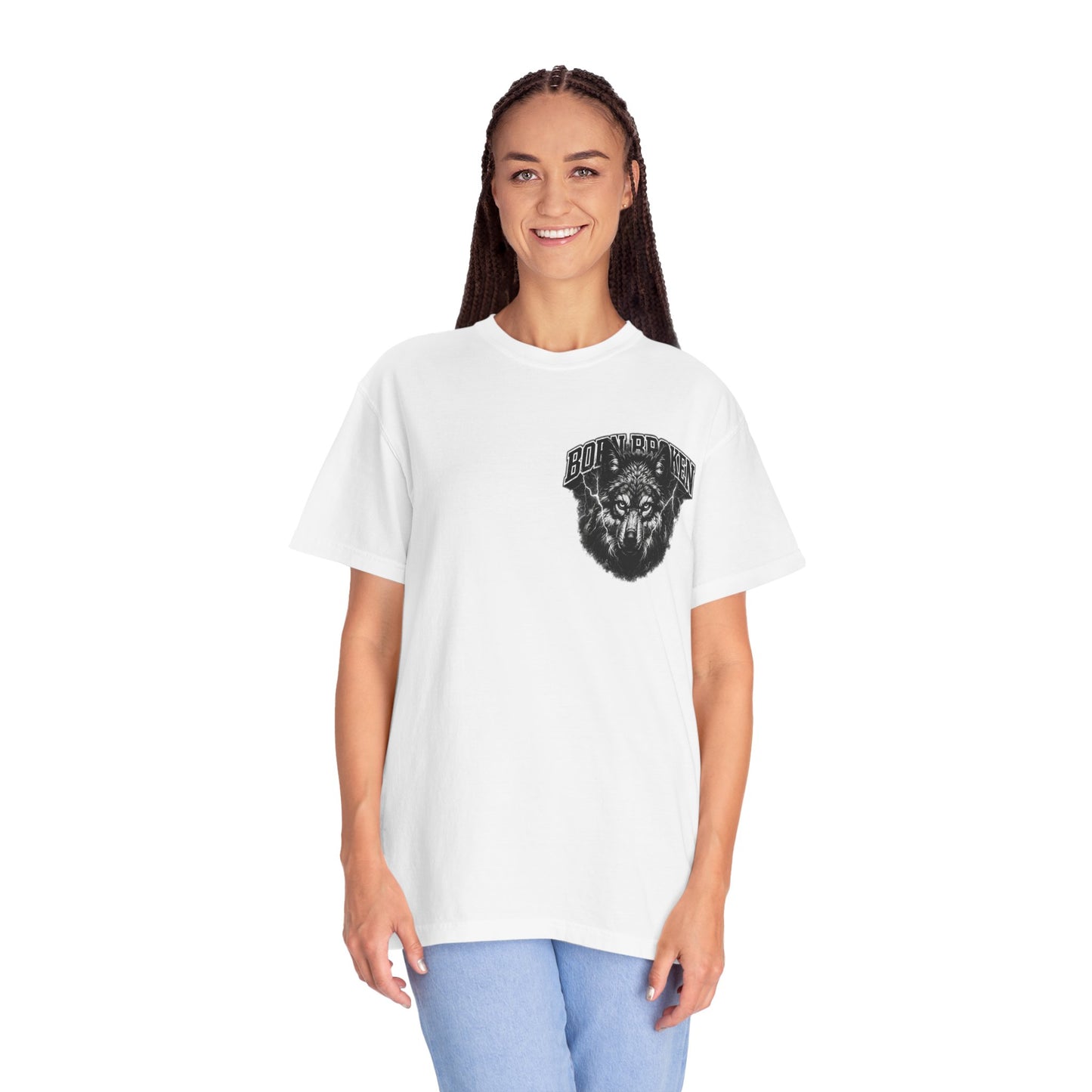 Wolf Head Graphic T-Shirt — Bold Lone Wolf Tee ("Born Broken")