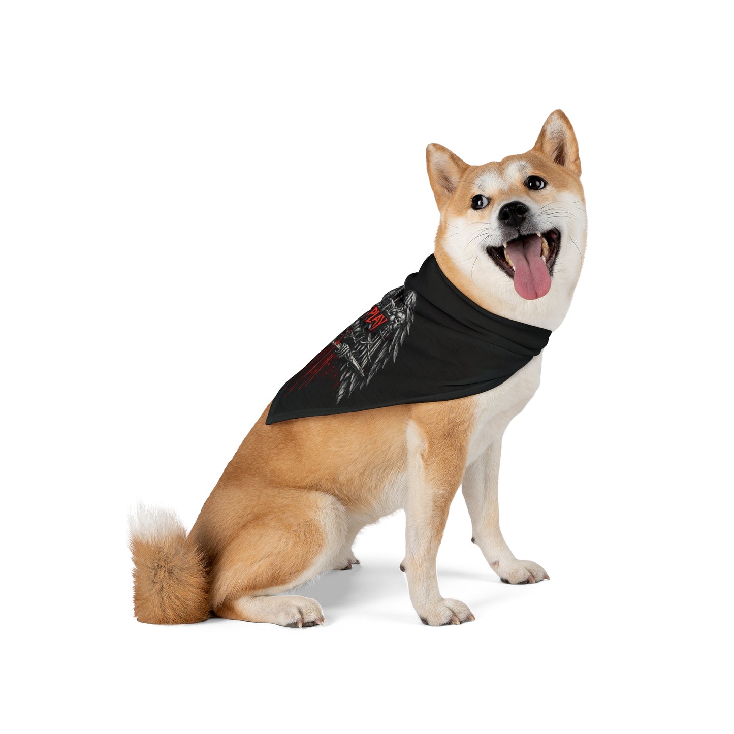 Pet Bandana — "Ruff Play" Gothic Winged Skull Dog Bandana