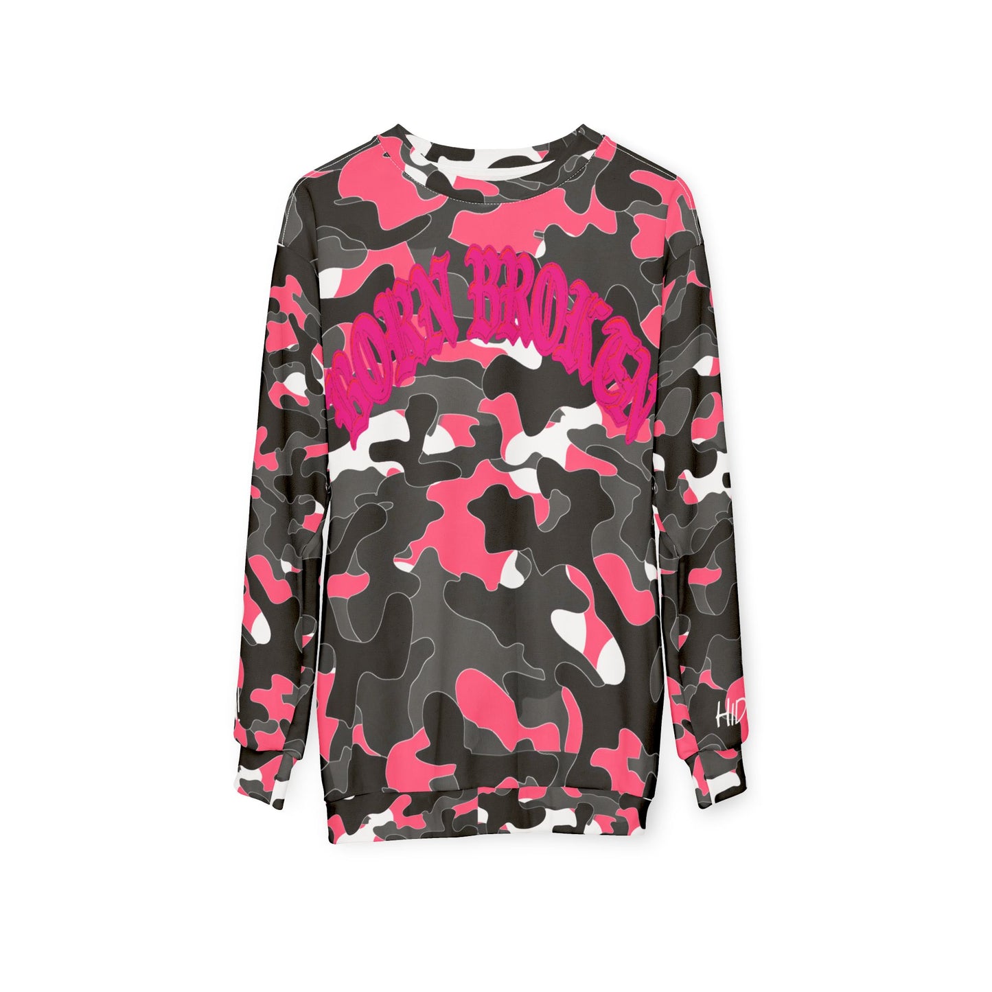 Pink Camo Balaclava Sweatshirt – "Hide Ya Face" Graphic Crewneck