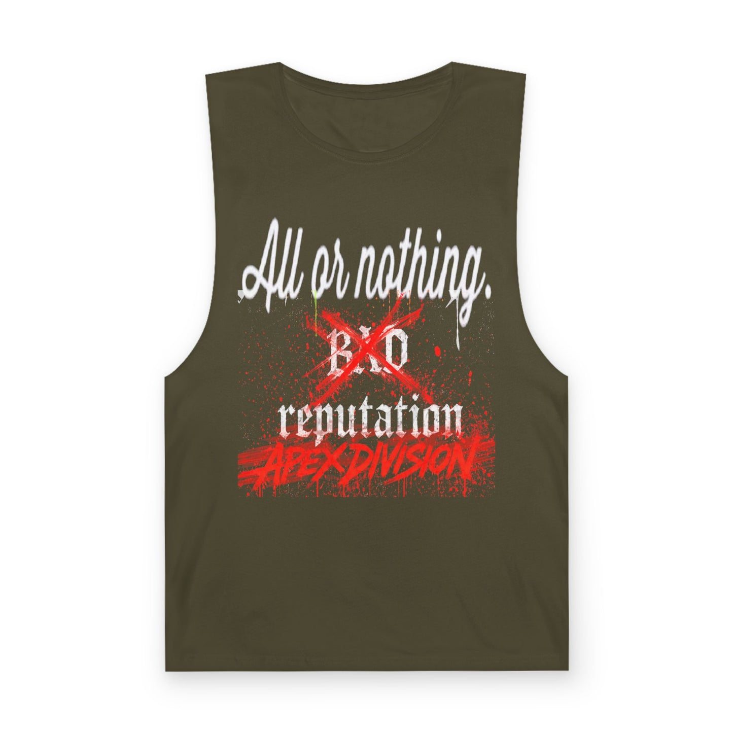 All or Nothing Reputation Tank Top — Apex Division Graphic Muscle Tank