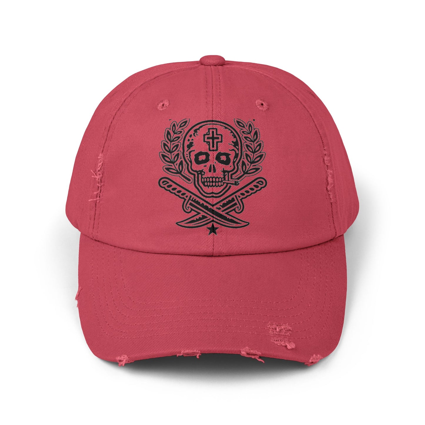 Distressed Skull & Swords Baseball Cap