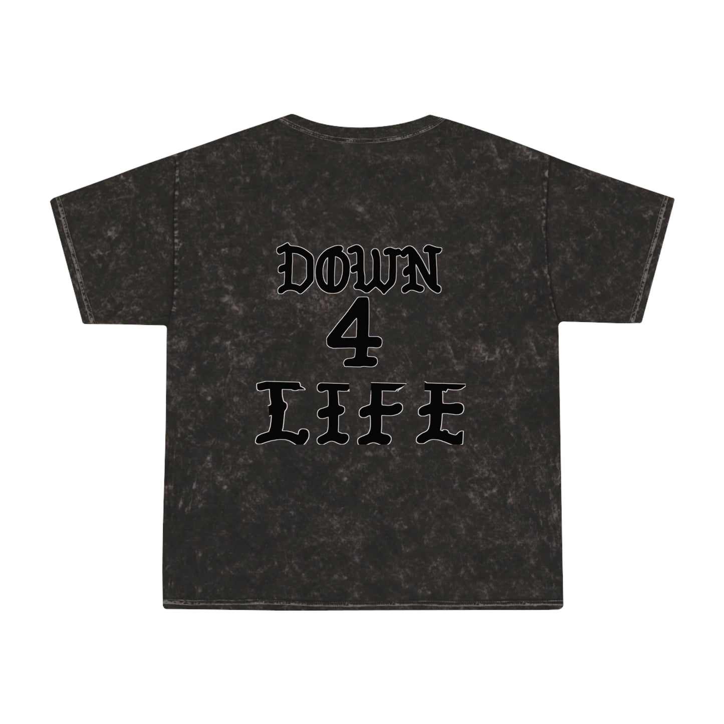 T-Shirt — Angel Mask Graphic “Down 4 Life” Mineral Wash Tee