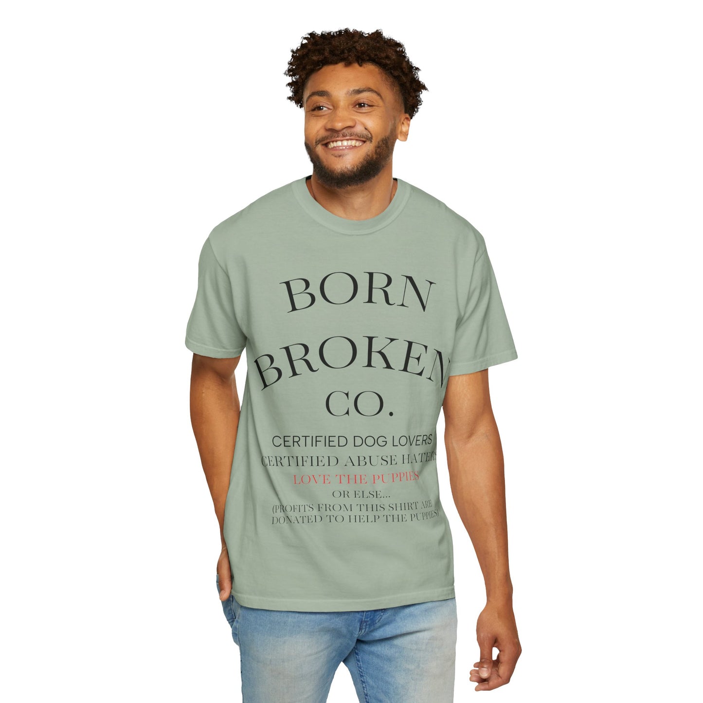 Born Broken Co. Graphic T-Shirt — 'Fight Abuse, Not Dogs' Statement Tee