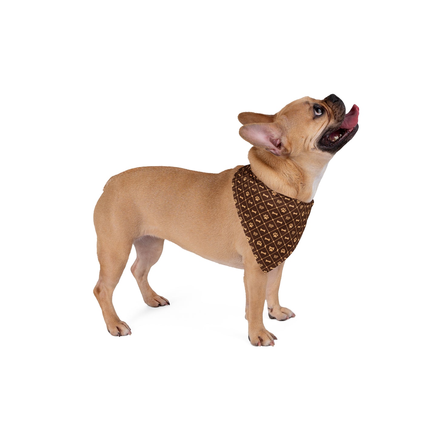 Brown Luxe Monogram Pet Bandana — Designer Pattern Dog & Cat Accessory