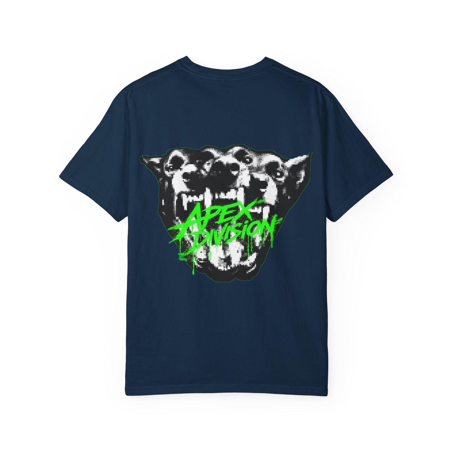 Apex Division Graphic T-Shirt — Neon Green Logo & Three-Headed Dog Back Print