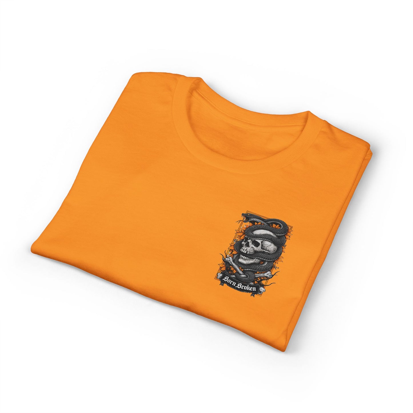 Skull & Serpent T‑Shirt — 'Born Broken' Gothic Graphic Tee