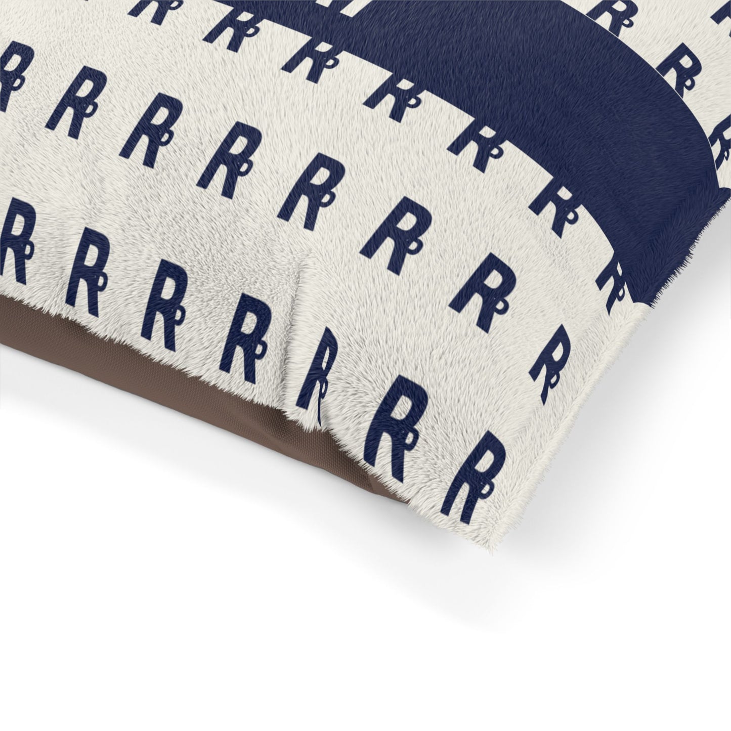 Ruff Play Patterned Pet Bed — Cozy Navy Letter-Print Dog Cushion