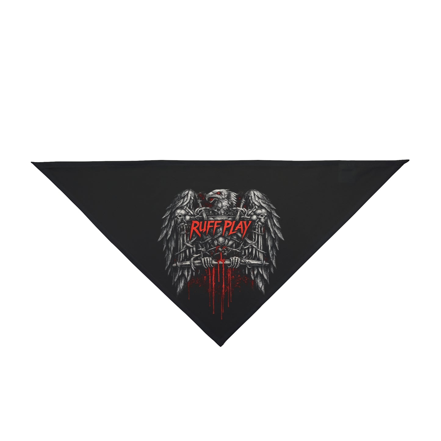 Pet Bandana — "Ruff Play" Gothic Winged Skull Dog Bandana
