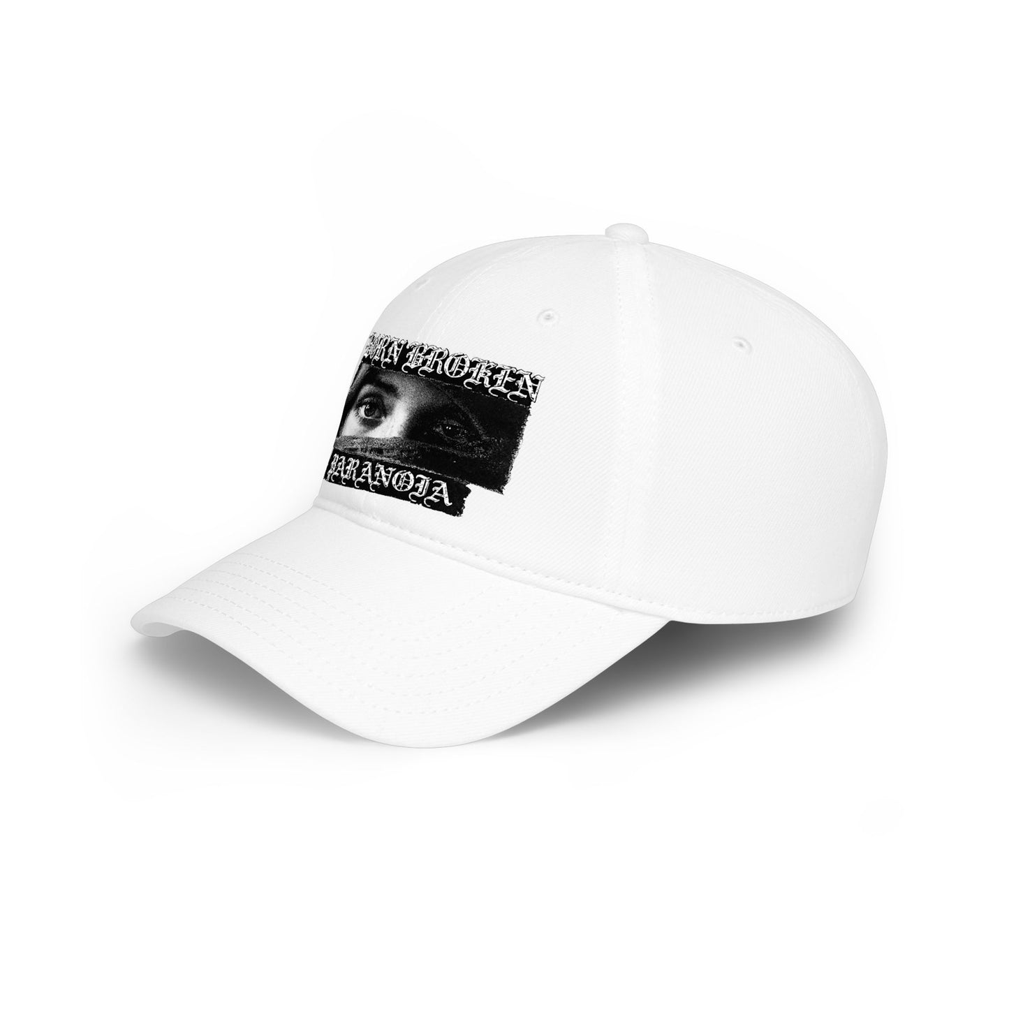Low Profile Baseball Cap — 'Born Broken Paranoia' Graphic Streetwear Hat