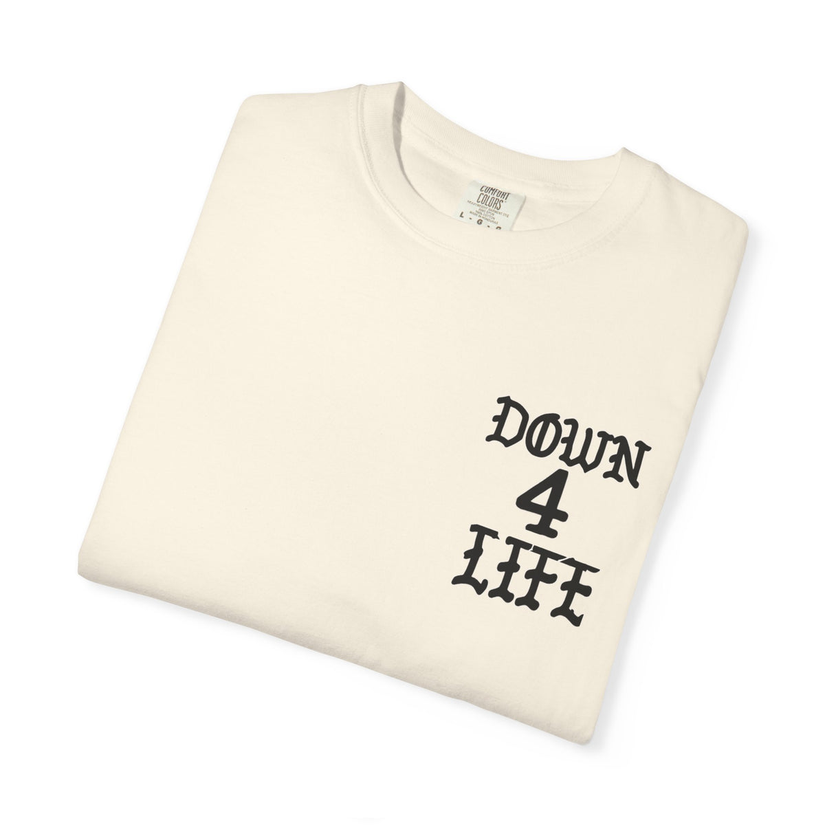 Down 4 Life Graphic T-Shirt — Born Broken Raw & Relentless Back Print