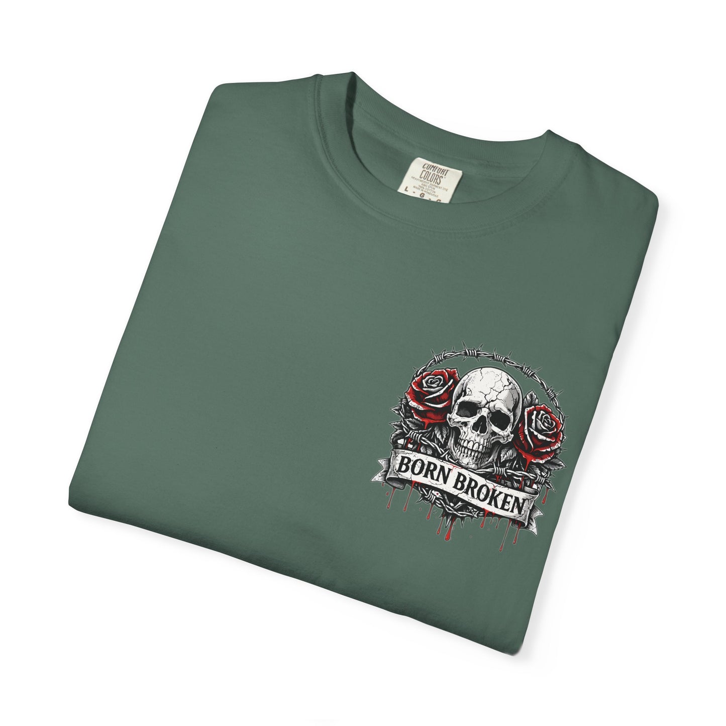 Born Broken Skull T-Shirt — Gothic Rose Graphic Tee