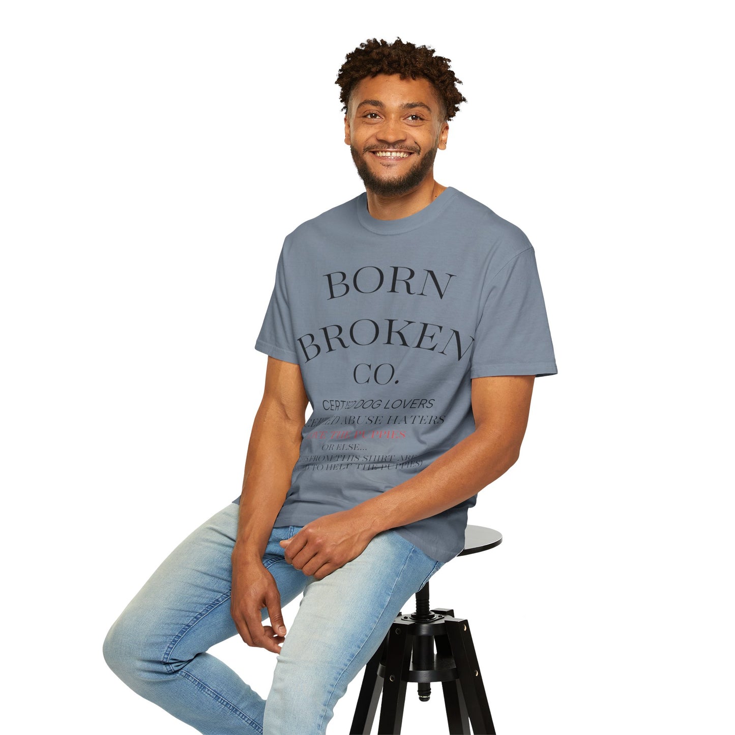 Born Broken Co. Graphic T-Shirt — 'Fight Abuse, Not Dogs' Statement Tee