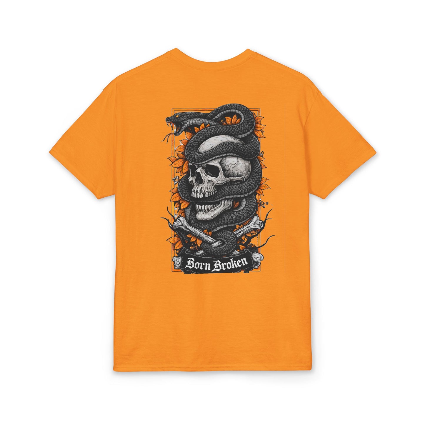 Skull & Serpent T‑Shirt — 'Born Broken' Gothic Graphic Tee