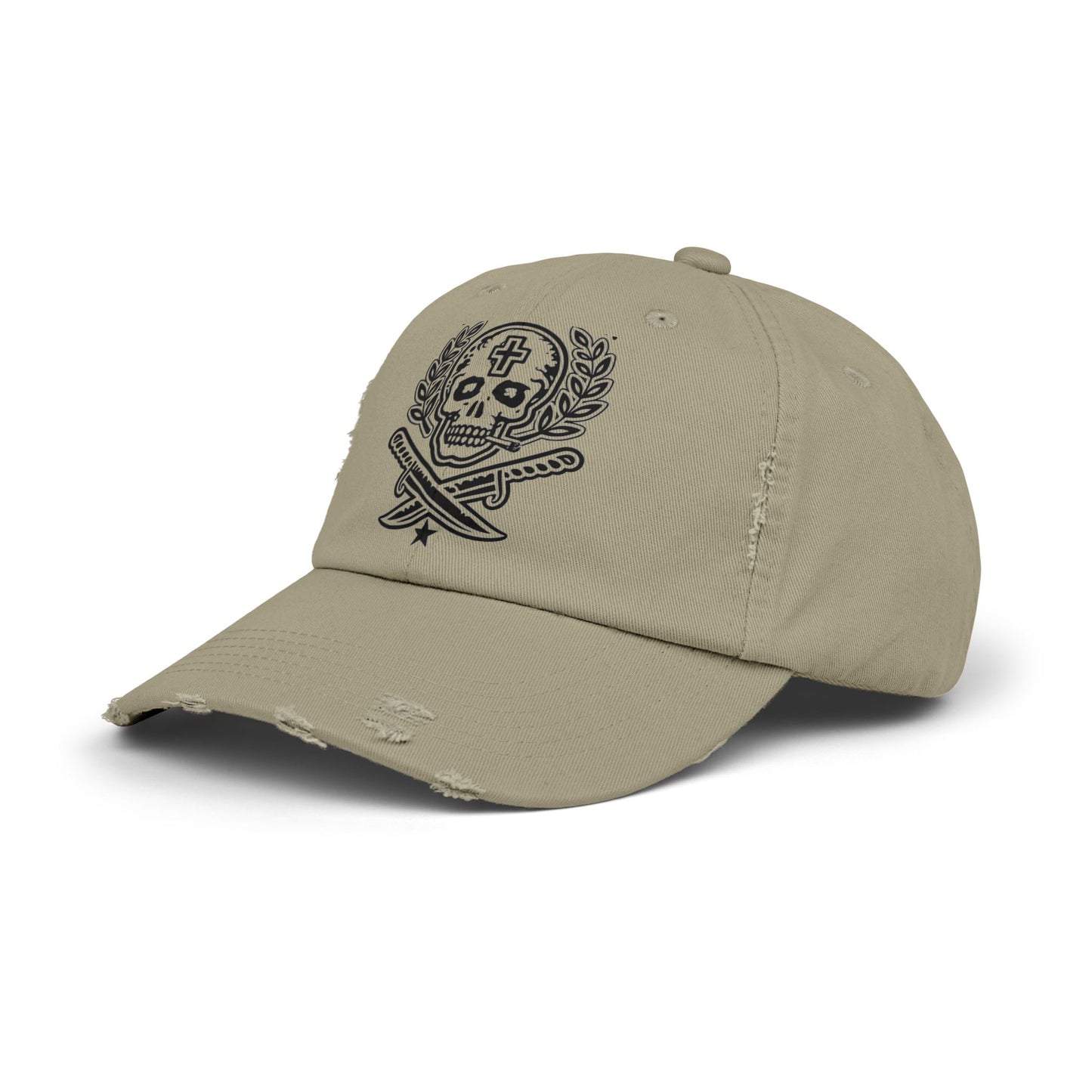 Distressed Skull & Swords Baseball Cap