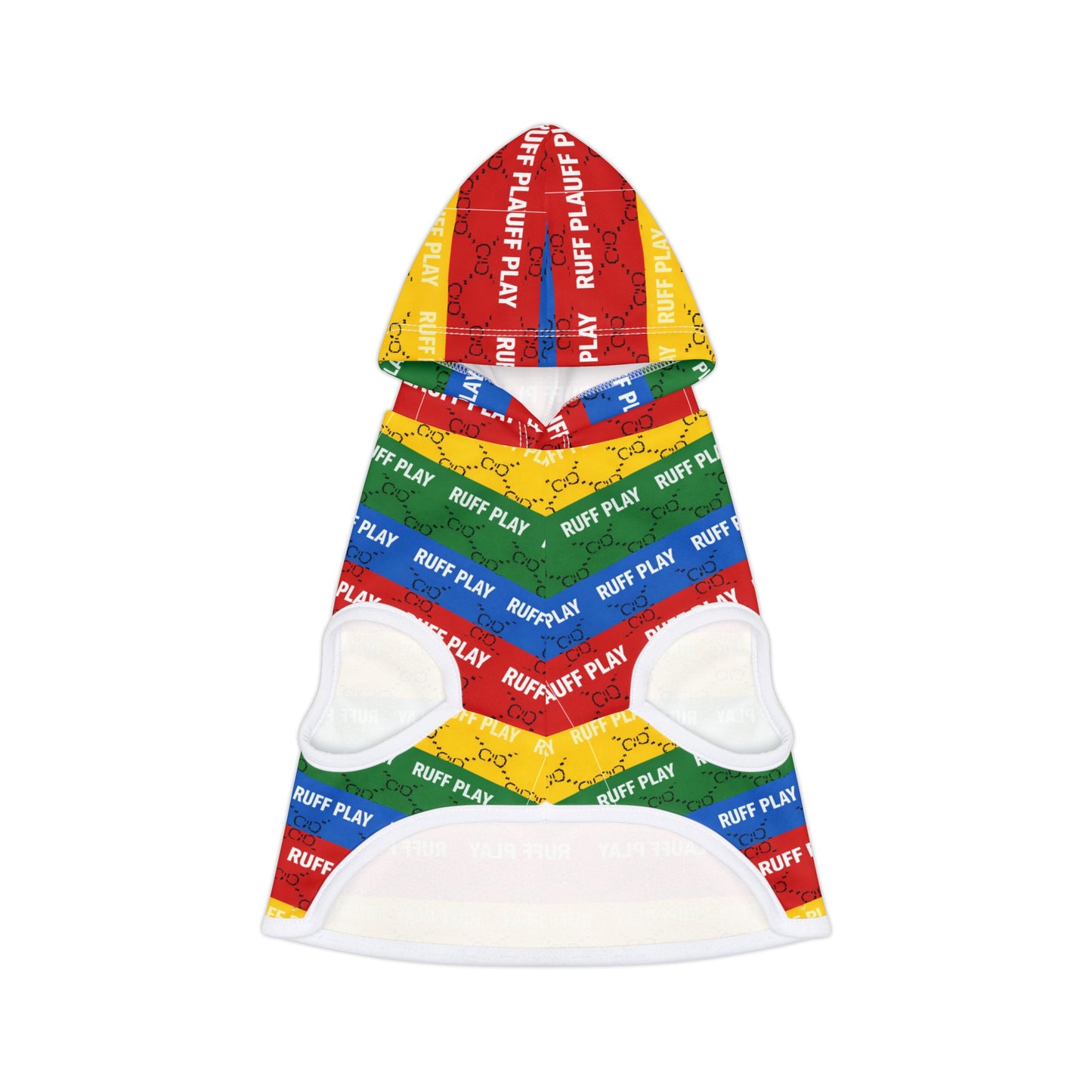 Ruff Play Rainbow Pet Hoodie – Striped Hooded Dog Sweatshirt