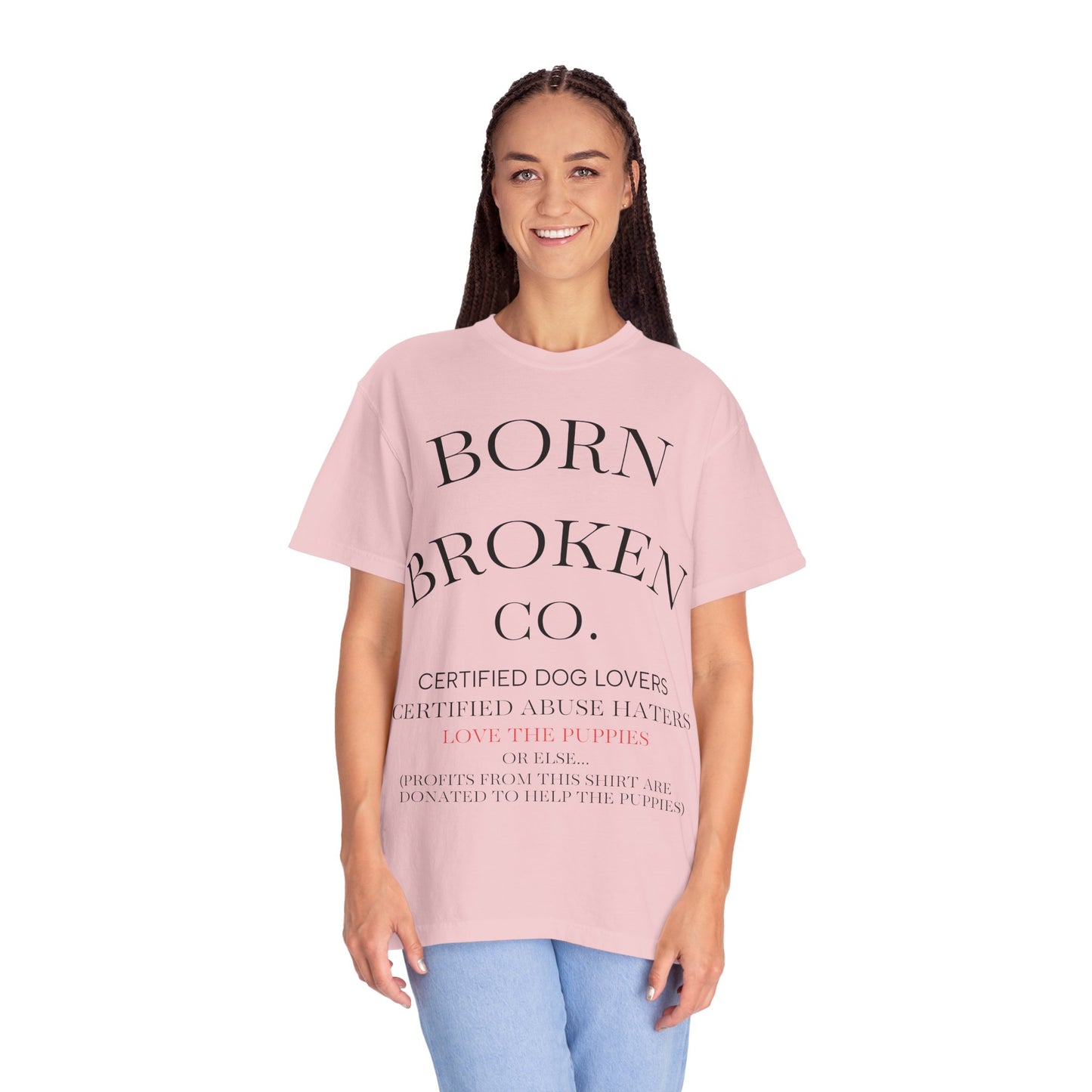 Born Broken Co. Graphic T-Shirt — 'Fight Abuse, Not Dogs' Statement Tee