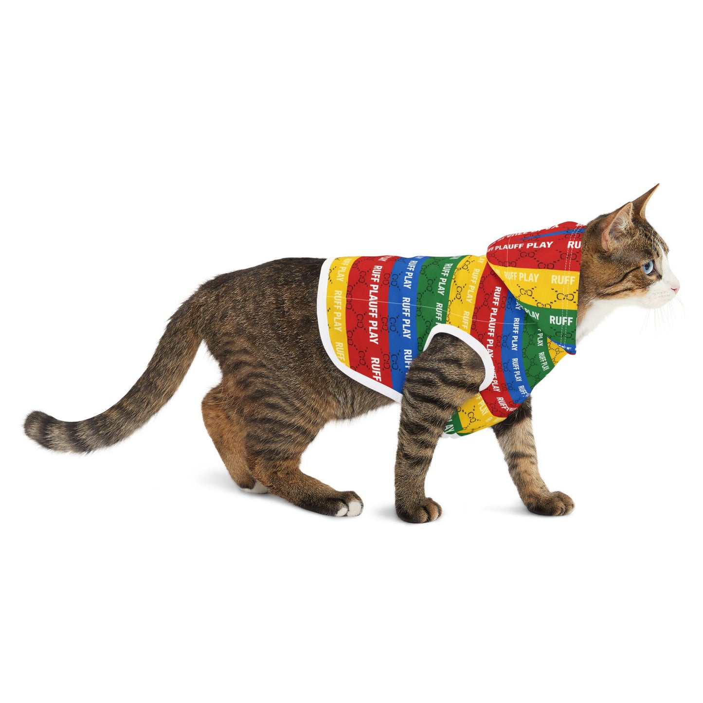 Ruff Play Rainbow Pet Hoodie – Striped Hooded Dog Sweatshirt