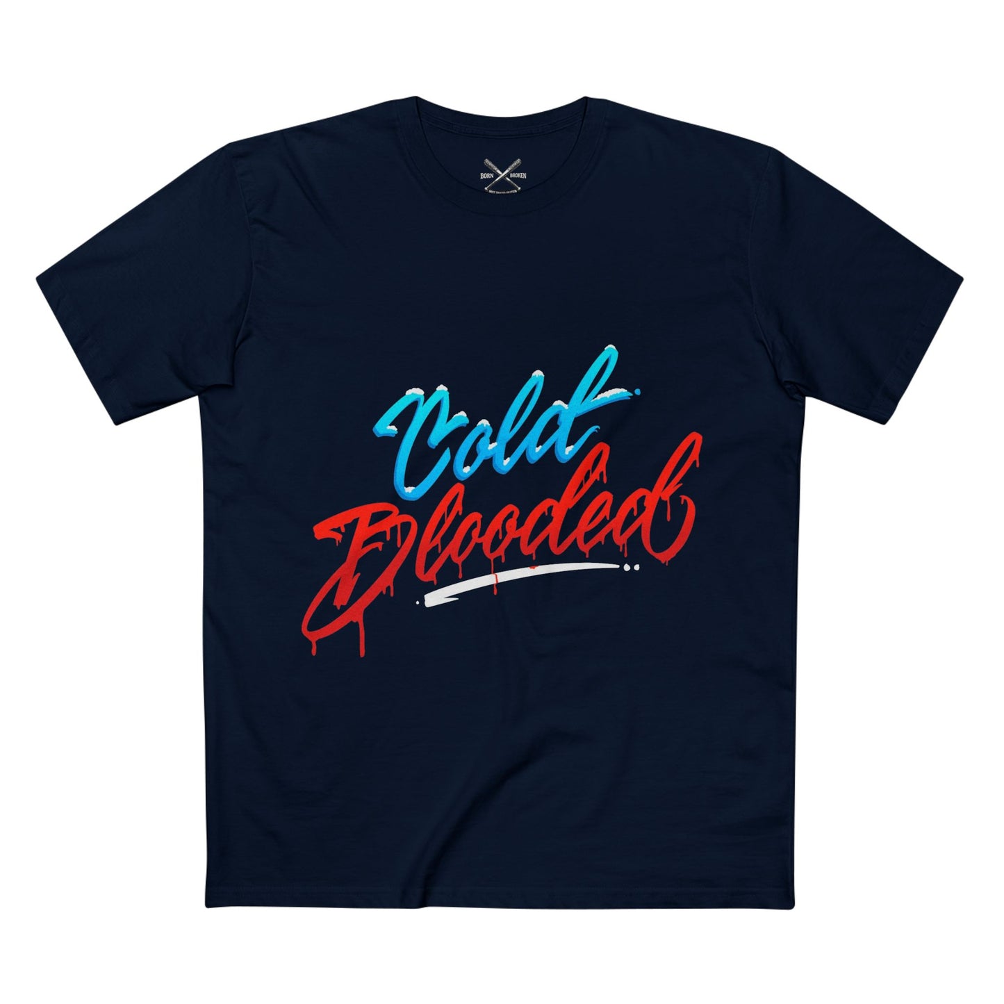 T‑Shirt — "Cold Blooded" Script Graphic Tee (Eye Back Print)