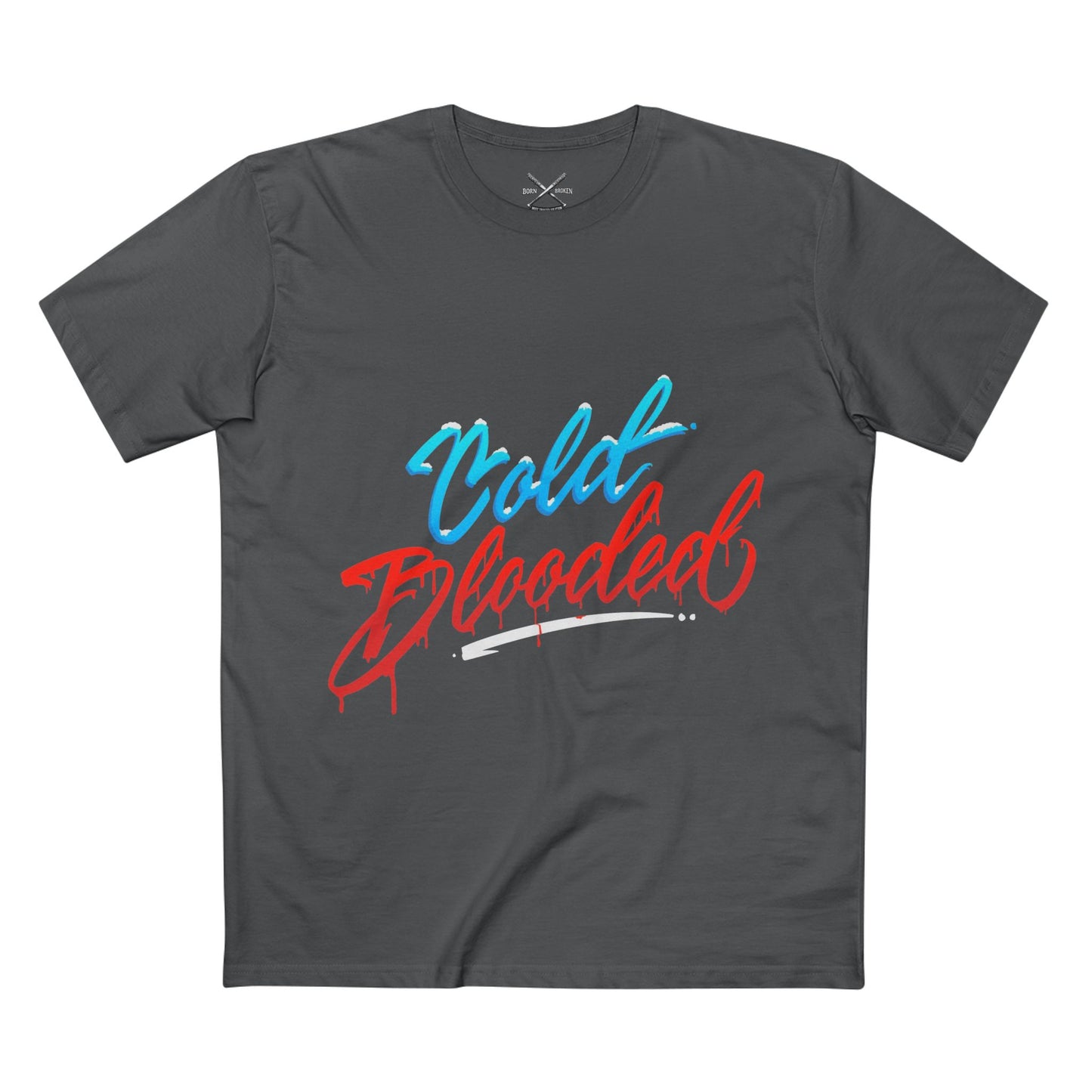 T‑Shirt — "Cold Blooded" Script Graphic Tee (Eye Back Print)