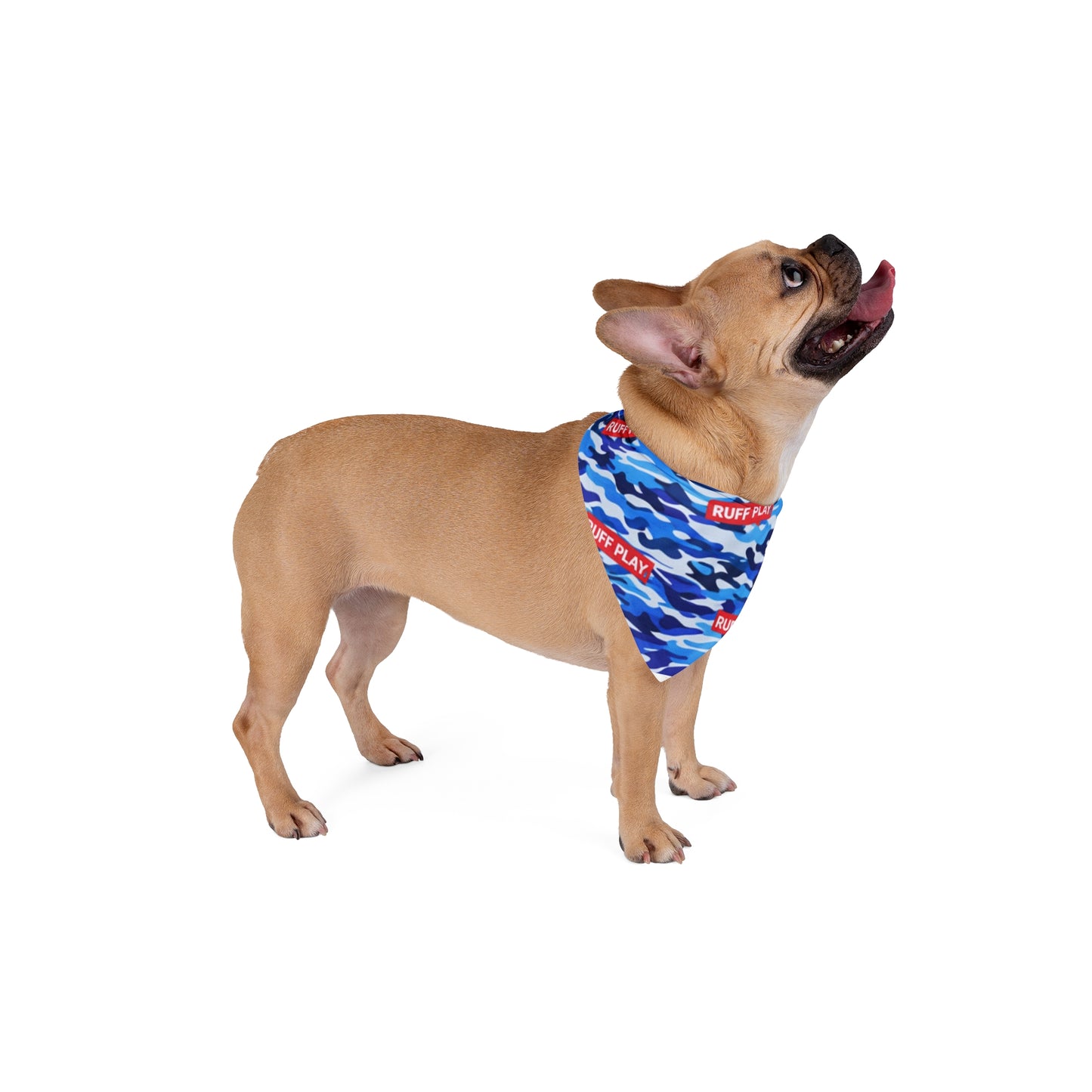 Blue Camo "RUFF PLAY" Pet Bandana – Dog Bandana Accessory for Playful Pups