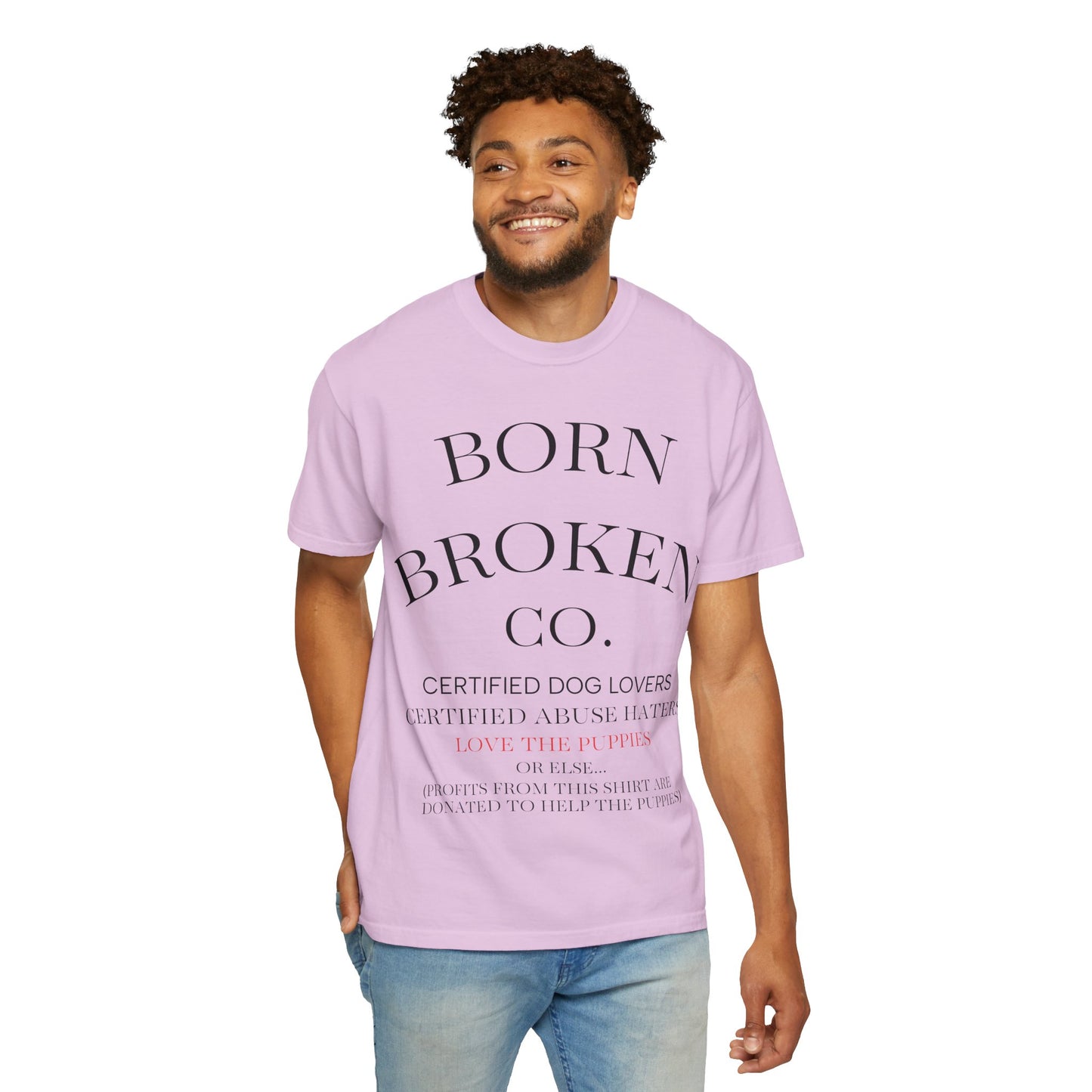 Born Broken Co. Graphic T-Shirt — 'Fight Abuse, Not Dogs' Statement Tee