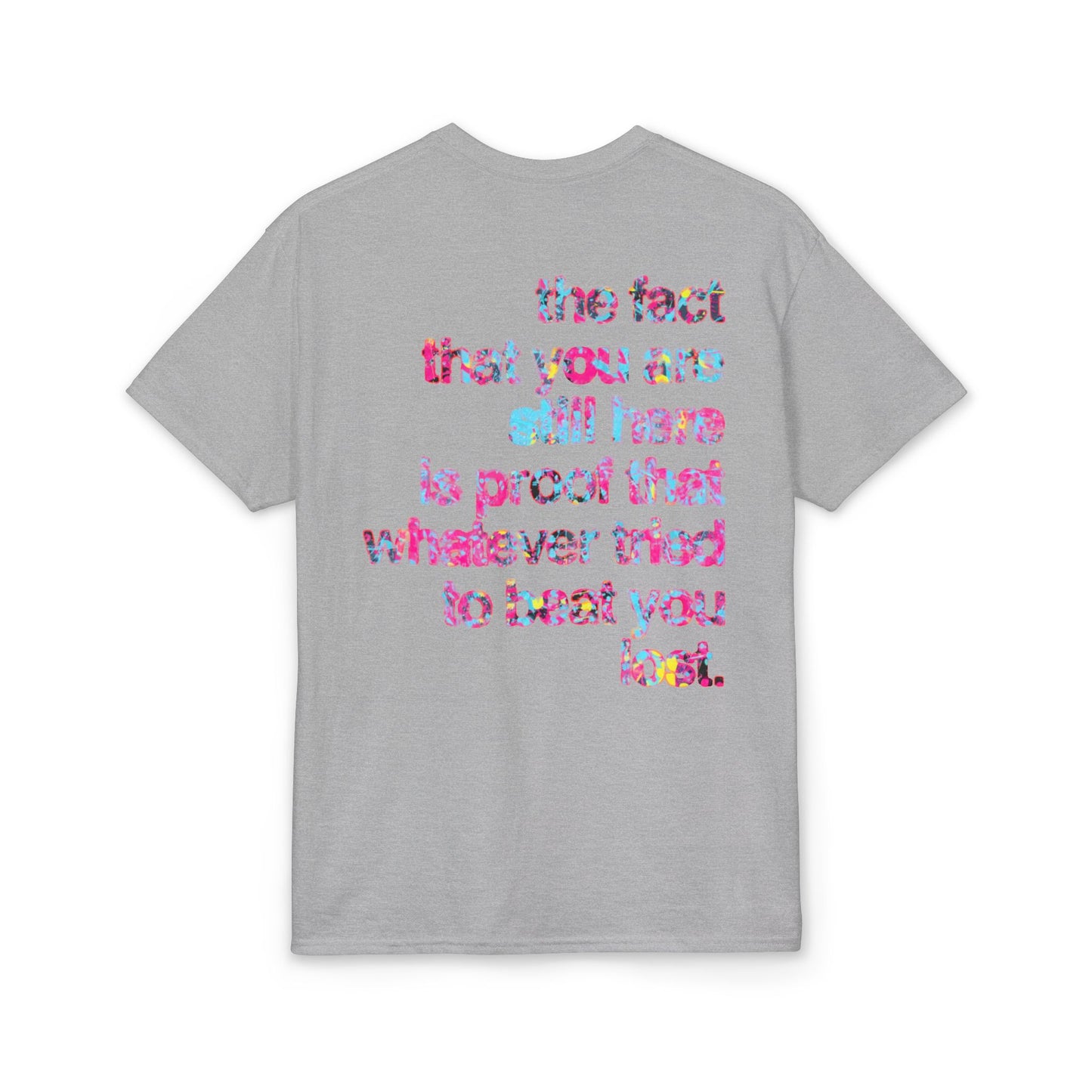 Resilient Division Graphic Tee — Colorful Motivational Back-Print Shirt