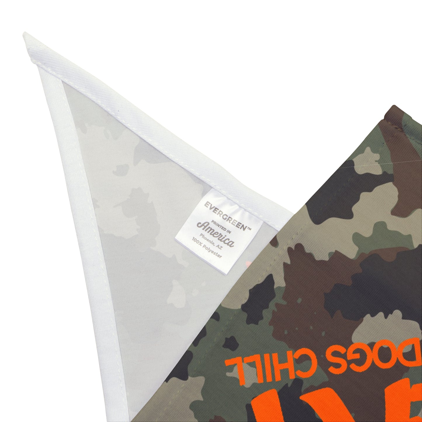 Camo "Ruff Play" Pet Bandana — Orange Graphic Dog Scarf for Playtime & Everyday Wear