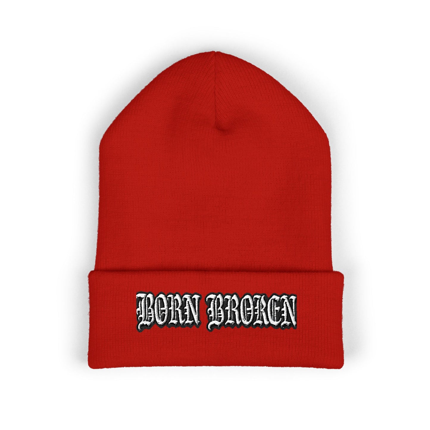 Embroidered 'Born Broken' Cuffed Beanie